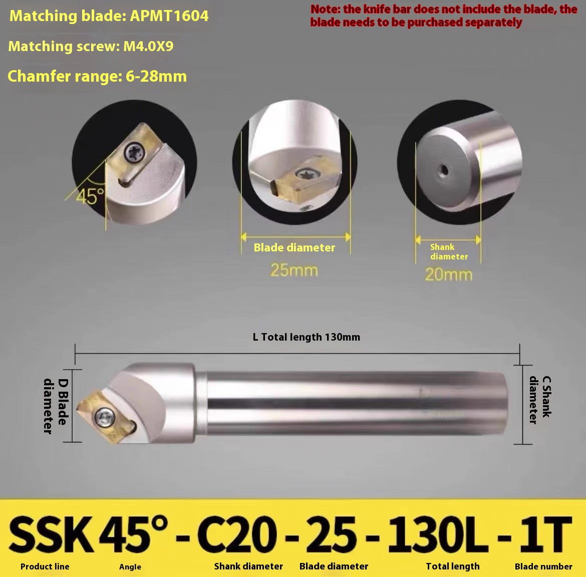 1144-Shedding type fixed-point chamfering cutter 30 degree 45 degree 60 degree chamfering cutter bar SSK/SSP/TCM/SSY/SSO/SSH Shandong Denso Pricision Tools Co.,Ltd.